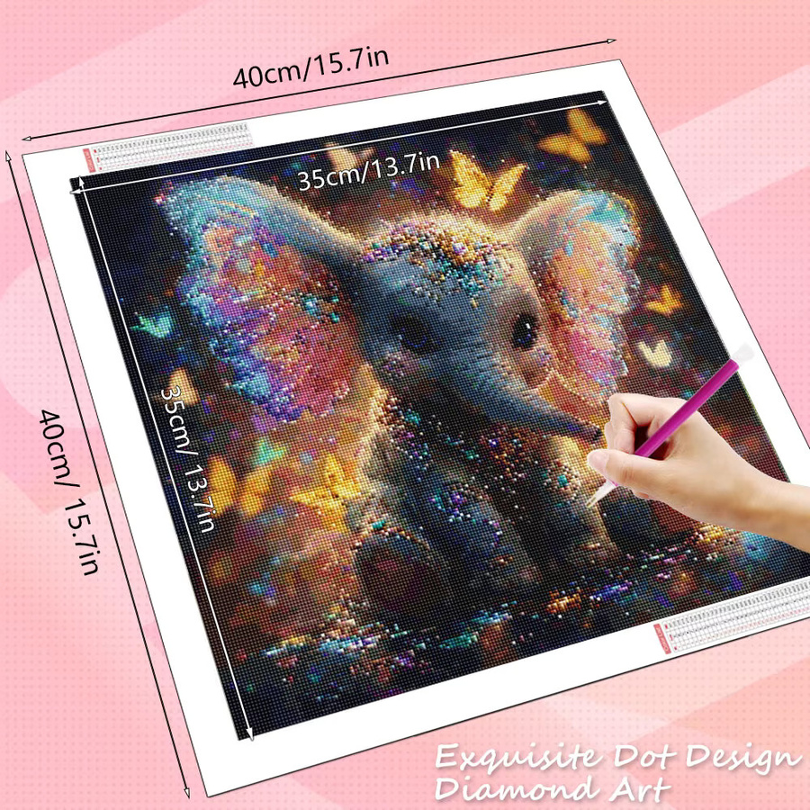 HUACAN 5D Diamantmalerei Set Elefant und Schmetterling Mosaik Kunsthandwerk in Multicolour - Bild 2