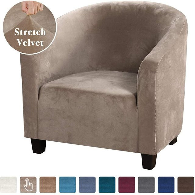 Yiran Sofabezug aus Samt in Grau, rutschfester und waschbarer Stretch-Möbelschutz für Sessel und Couches - Bild 1