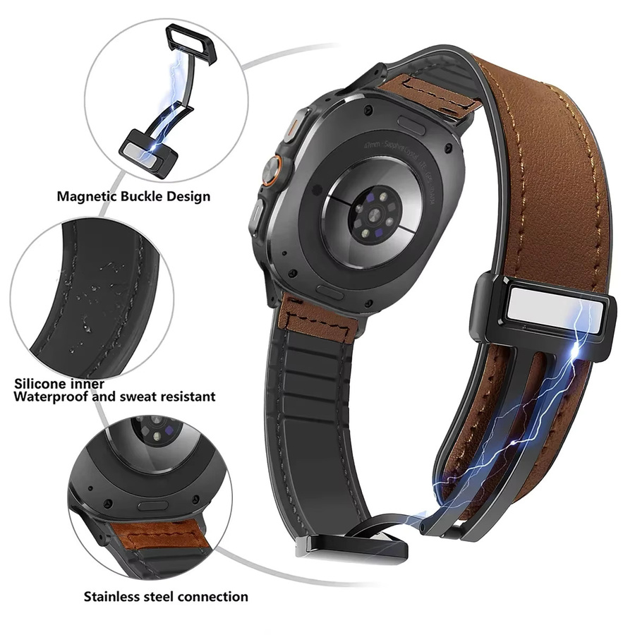FancyWrist Uhrenarmband Leder-Silikon, Schwarz, Unisex - Bild 3