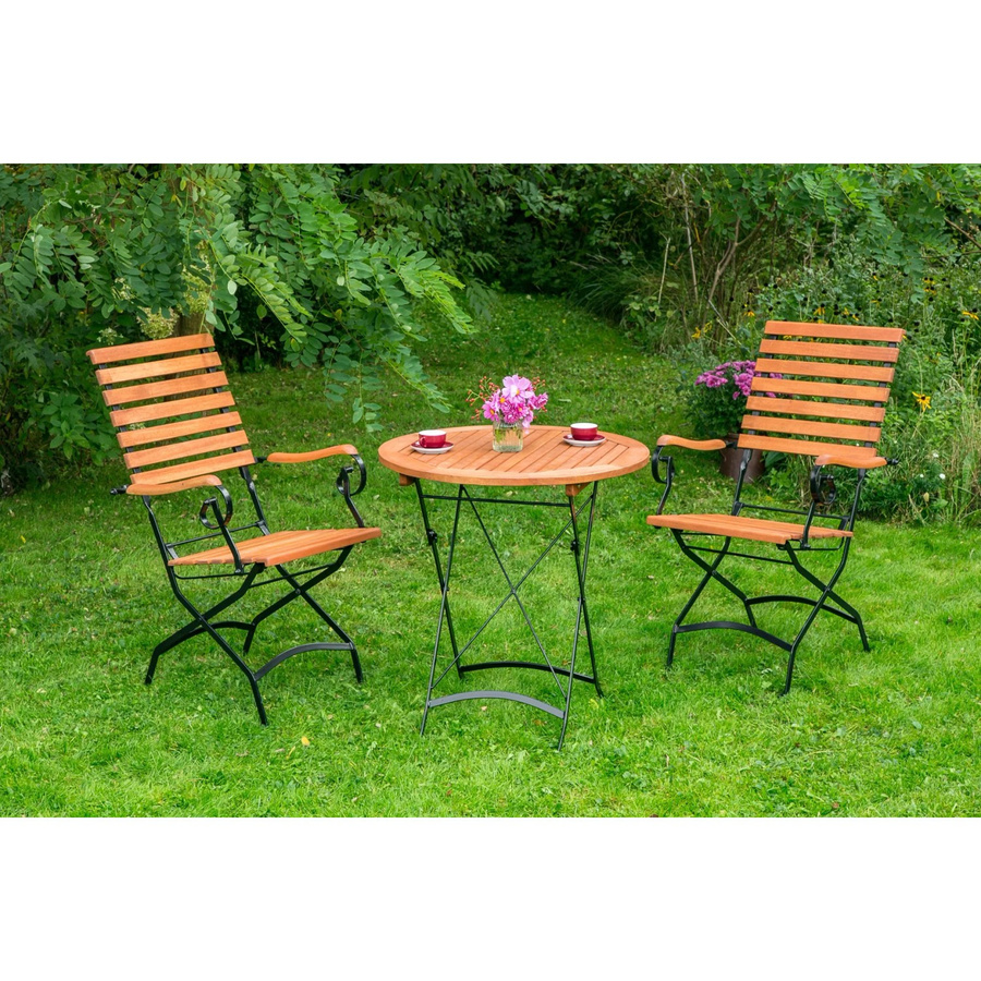 Merxx Schlossgarten 3-tlg. Gartenmöbel-Set aus geöltem Eukalyptusholz in Braun mit Tisch und Stühlen - Bild 2