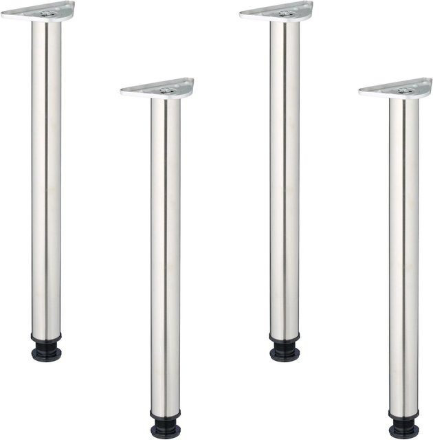 Relaxdays Tischbeine 4er Set Edelstahl Silber Höhenverstellbar Höhe: 71 cm, Durchmesser: 6 cm - Bild 1