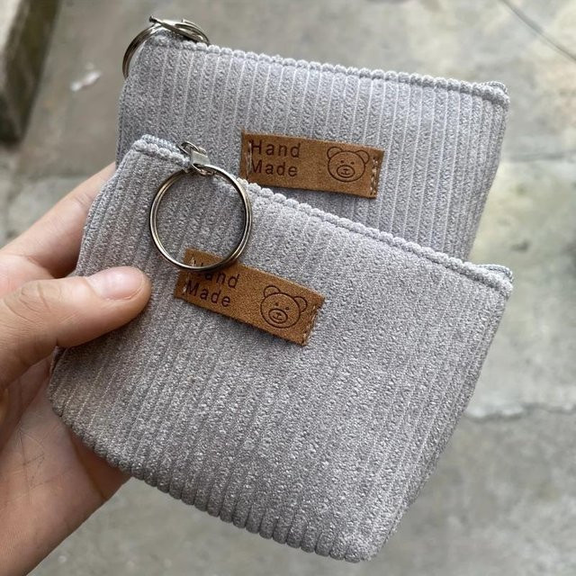 Ably-Bag Cord-Münzbeutel aus Baumwolle mit Reißverschluss in Grau - Bild 1