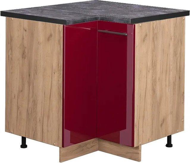 Vicco Eckunterschrank Fame-Line Bordeaux Hochglanz Goldkraft Eiche Anthrazit B: 81 cm, H: 80,5 cm, T: 60 cm - Bild 1