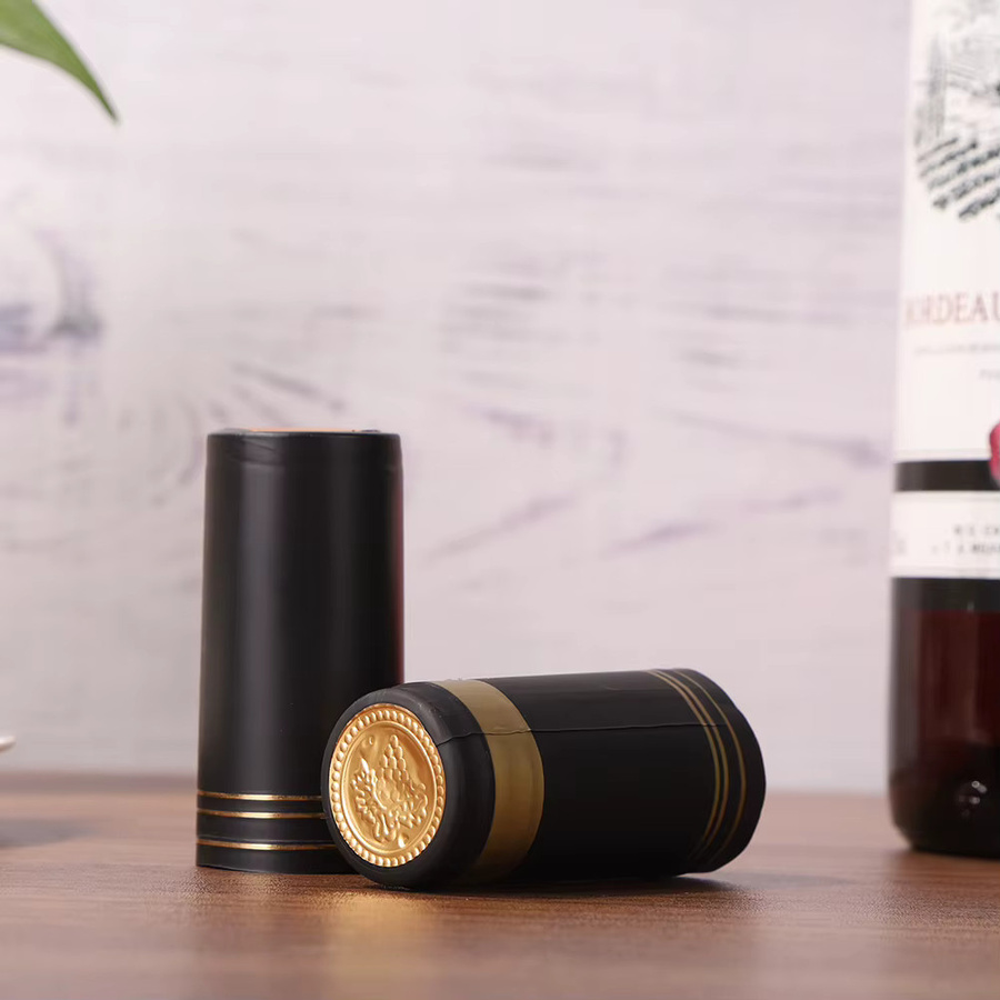 50er Set Wein Flaschen Schrumpfkapseln zur Abdichtung in Gold und Schwarz - Bild 5