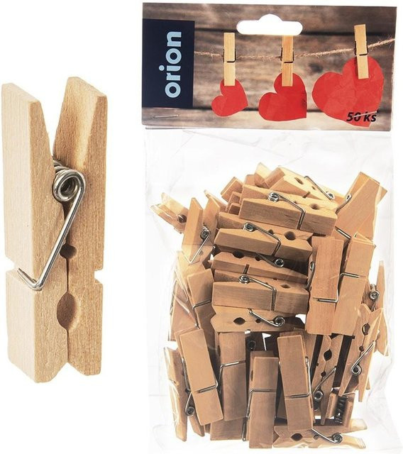 Dekorative Holzwäscheklammern mit Herz-Design in Braun, 50 Stück, Größe: 4,5 cm - Bild 1