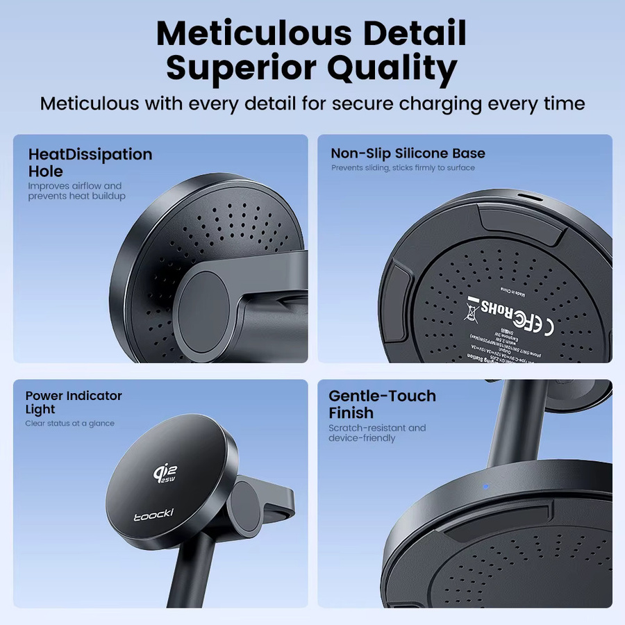 Toocki 3-in-1 Magnetisches Kabelloses Ladegerät 25W Qi2.2 Schnellladestation für iPhone, Apple Watch und Ohrhörer in Schwarz - Bild 4
