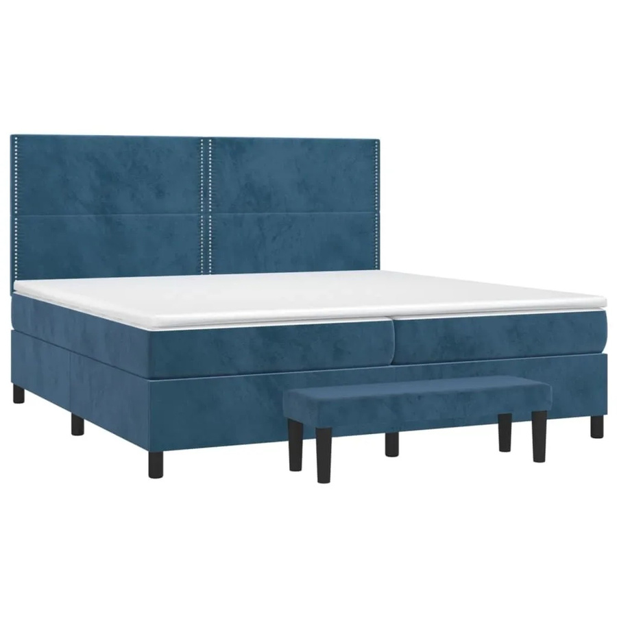 vidaXL Boxspringbett mit Matratze Dunkelblau Samt B/T: 200 x 200 cm - Bild 2