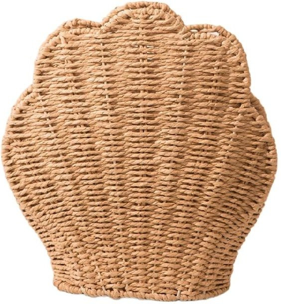 Muschelförmiger Organizer aus Naturfaser in Beige mit offenem Geflecht für Schlafzimmer und Büro - Bild 1