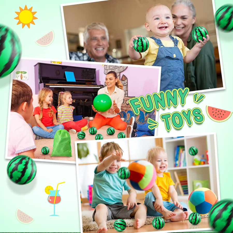 GSF Wassermelonen Stressbälle aus Schaumstoff in Rot und Grün, Sensory Spielzeug zum Stressabbau, Durchmesser: 6,35 cm - Bild 5