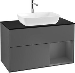 V&B Waschtischunterschrank Finion 100 Wandbeleuchtung in Anthrazit lackiert, B: 100 cm, T: 50,1 cm, H: 50,1 cm - Bild 1