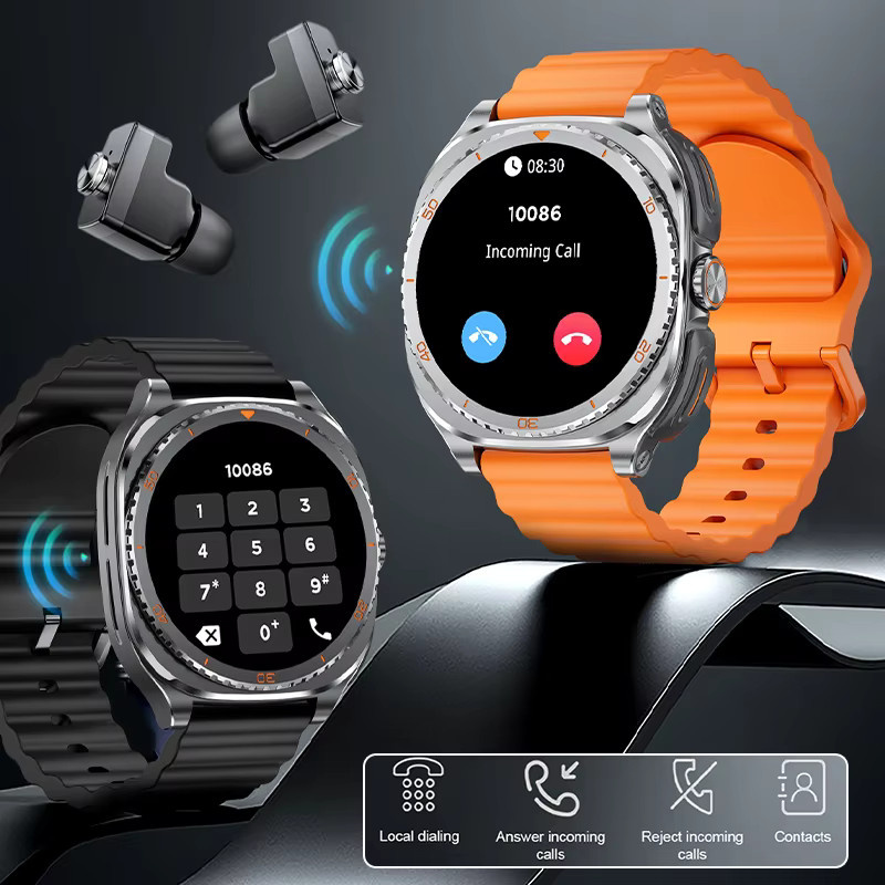 Paazomu 2-in-1 Smartwatch mit Bluetooth-Kopfhörern, Herzfrequenzüberwachung und SpO2-Messung in Schwarz oder Pink - Bild 1