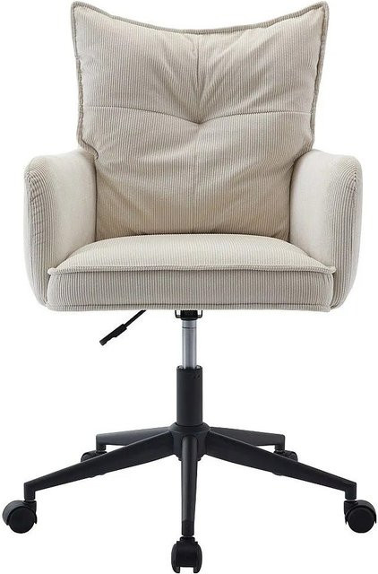 Bataru Bürostuhl ohne Armlehnen in Beige und Schwarz mit Rollen für Home-Office und Design-Ansprüche - Bild 1