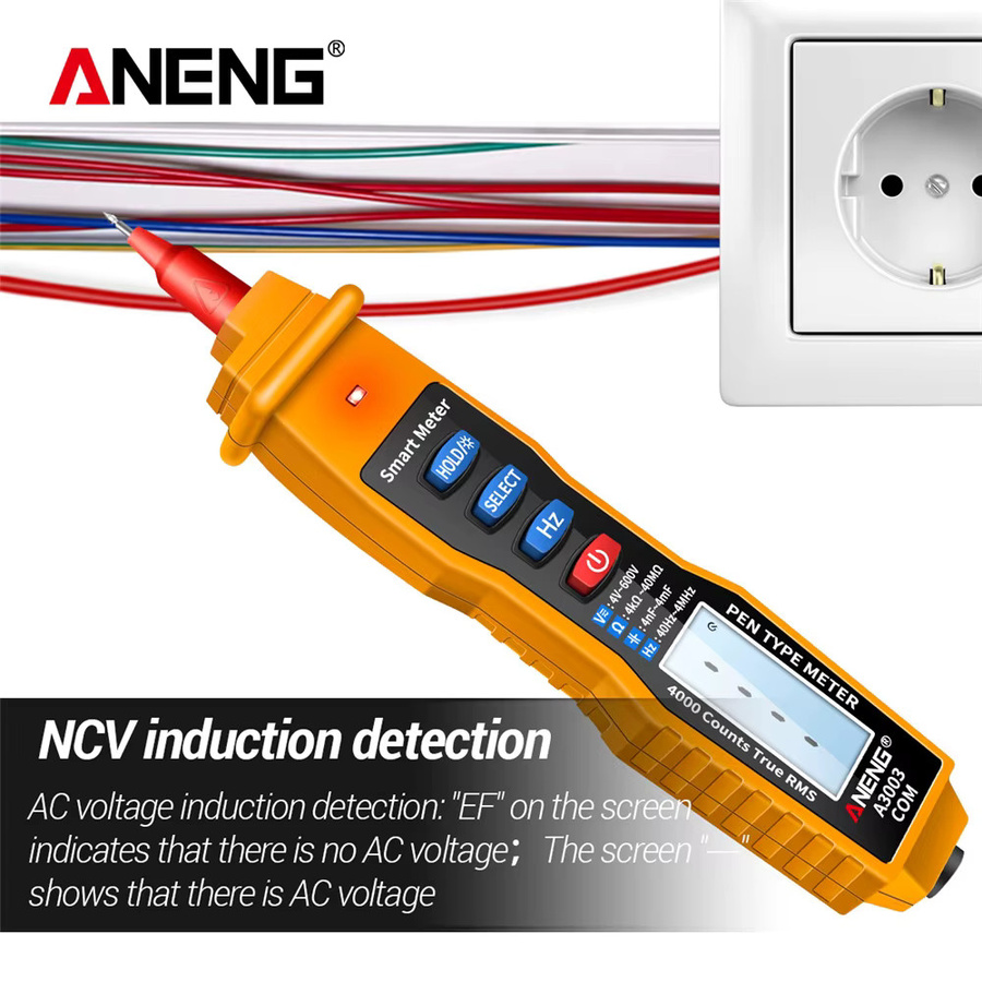 ANENG A3003 Pro Stift-Multimeter und B05 Spannungsprüfer Set, tragbares Elektriker-Werkzeug für 90-250V mit 4000 Messungen und Neon-Voltstift für die Kfz-Elektrik - Bild 4