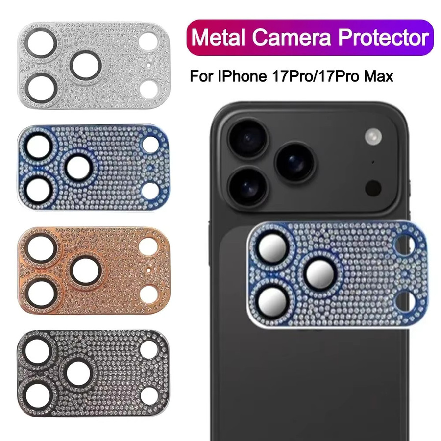 Glitzernder Kameraobjektiv-Schutz mit Diamant-Besatz und Displayschutzfolie für iPhone 17 Pro Max in Silber - Bild 2