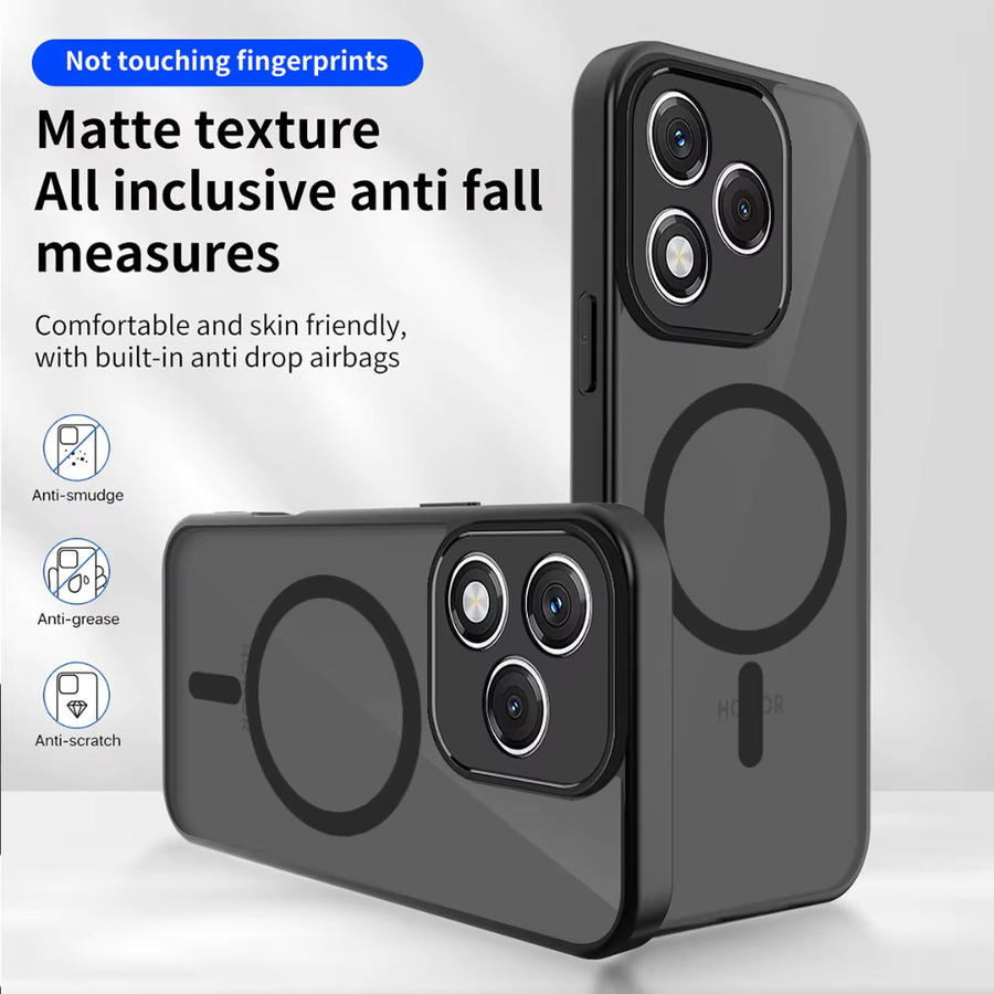 Magnetische Handyhülle für Honor 600 Pro 600 Lite X8d X6d X5d Plus X5c Plus, stoßfest und kabelloses Laden, Matt Schwarz - Bild 4