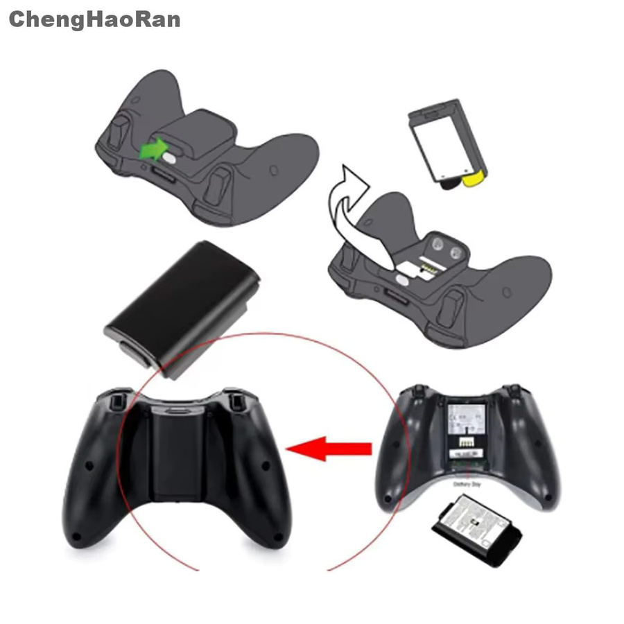 JCD Ersatz Batterieabdeckung für Xbox 360 Wireless Gamepad, Schwarz, 2-4 Stück - Bild 2