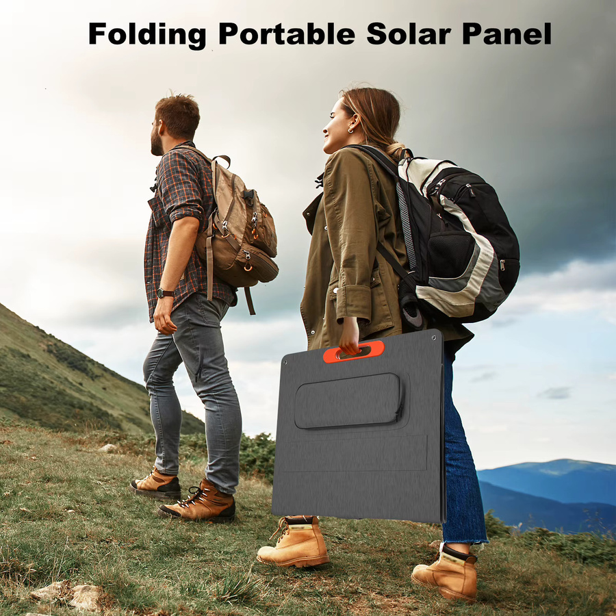 RVPOZWER Faltbares Solarpanel 200W/100W in Schwarz, IP68 wasserdicht und hocheffizient, tragbares Solar-Ladepanel für Powerstationen im Freien - Bild 4