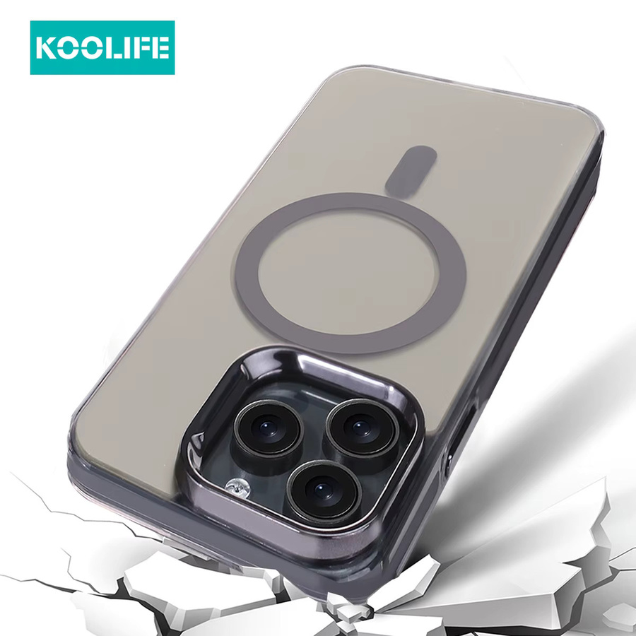 Koolife Solid Color IMD Titanium MagSafe Hülle für iPhone 12, 13, 14, 15, 16 in Schwarz oder Grau mit matter Rückseite und galvanisiertem Linsenring - Bild 3