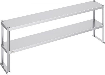 VEVOR Doppeltes Überregal aus Edelstahl in Silber, höhenverstellbares doppelstöckiges Überregal für Küche, Restaurant und Werkstatt, Breite: 182,9 cm, Tiefe: 30,5 cm - Bild 1