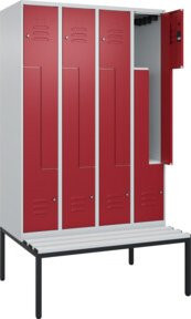 C+P Z-Spind Classic PLUS Sitzbank mit 8 Fächern und Zylinderschloss, Kunststoff-Sitzfläche, B/T/H: 212,0 x 120,0 x 81,5 cm - Bild 1