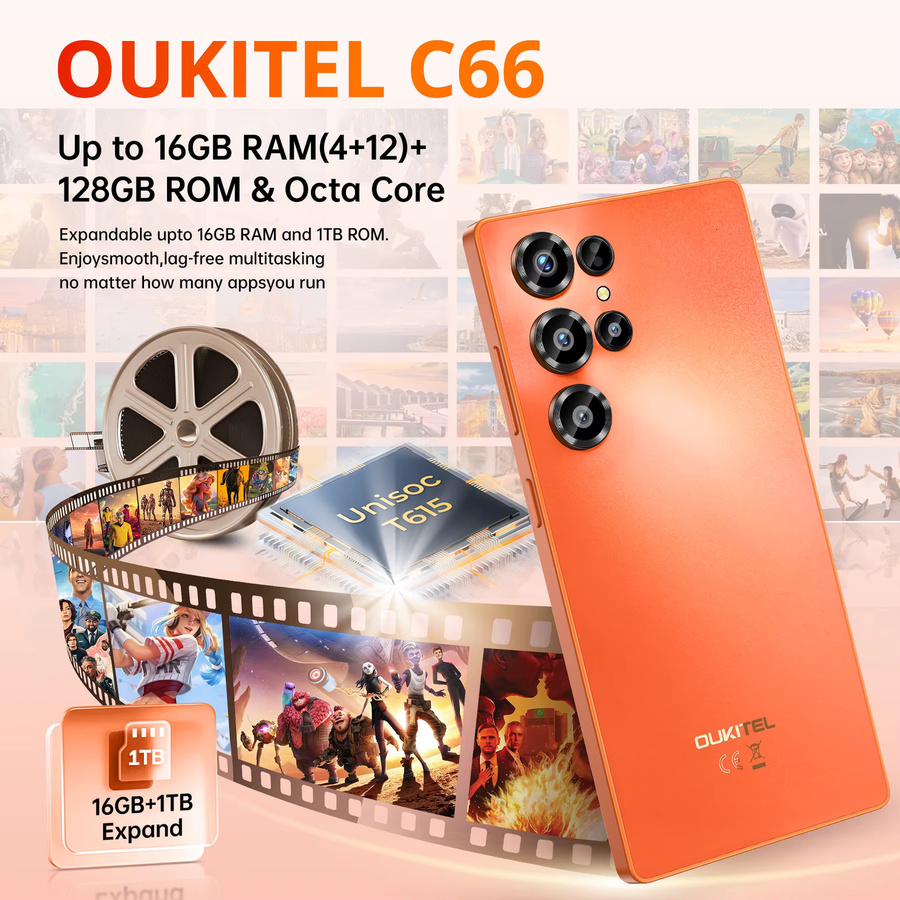 OUKITEL C66 Smartphone mit 6,73 Zoll Display, Android 16, 128 GB Speicher, 16 GB RAM, Farbe: Purple - Bild 2