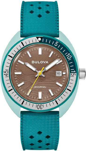 Bulova Herrenuhr Snorkel, Quarz, Keramik, Silikon, Braun, 41 mm, 10 ATM - Bild 1