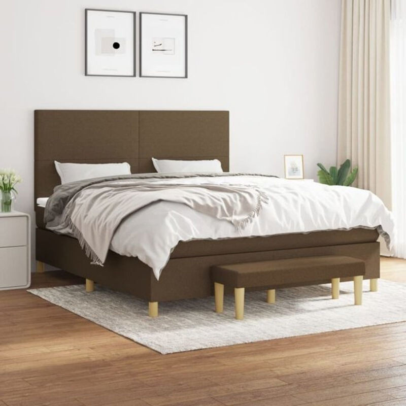 Vidaxl Boxspringbett mit Matratze in Braun aus Stoff, B/T/H: 180 x 200 x 118 cm - Bild 1