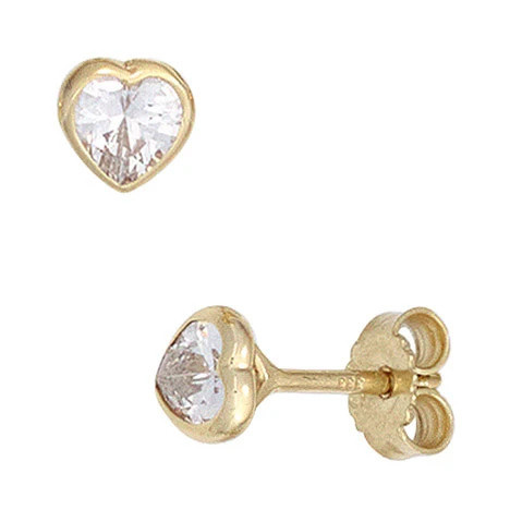 Colfem Ohrstecker Herz, 333 Gelbgold, Zirkonia, Unisex - Bild 1