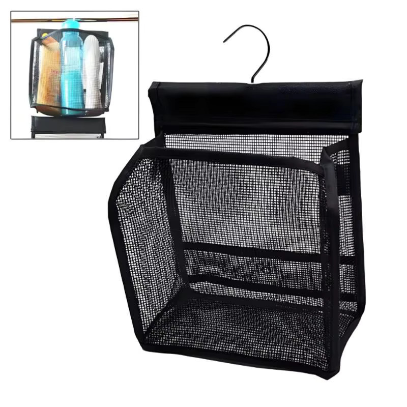 JETTING Badezimmer Kulturbeutel als Hängekorb aus Netzgewebe mit Haken, Schwarz, B/T/H: 19,48 x 9,4 x 22,86 cm - Bild 3