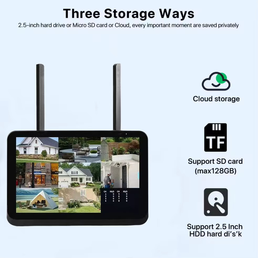 Uzoom 4K 8CH Wireless NVR Sicherheitskamerasystem mit 7-Zoll-Monitor, WIFI und Personenerkennung via iCSee - Bild 6