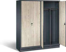 C+P Möbelsysteme Evolo Spind mit Front in Sen-Esche und anthrazitgrauem Korpus, H x B x T: 180 x 159 x 50 cm - Bild 1