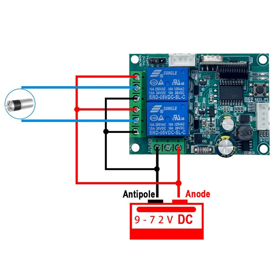 Scimagic-RC Drahtloser Schalter mit 433MHz RF Fernbedienung und 2-Kanal Relaismodul für DC 12V 24V 9-72V zur Steuerung von Garage, Vorhangmotor, Licht und Haushaltsgeräten - Bild 4