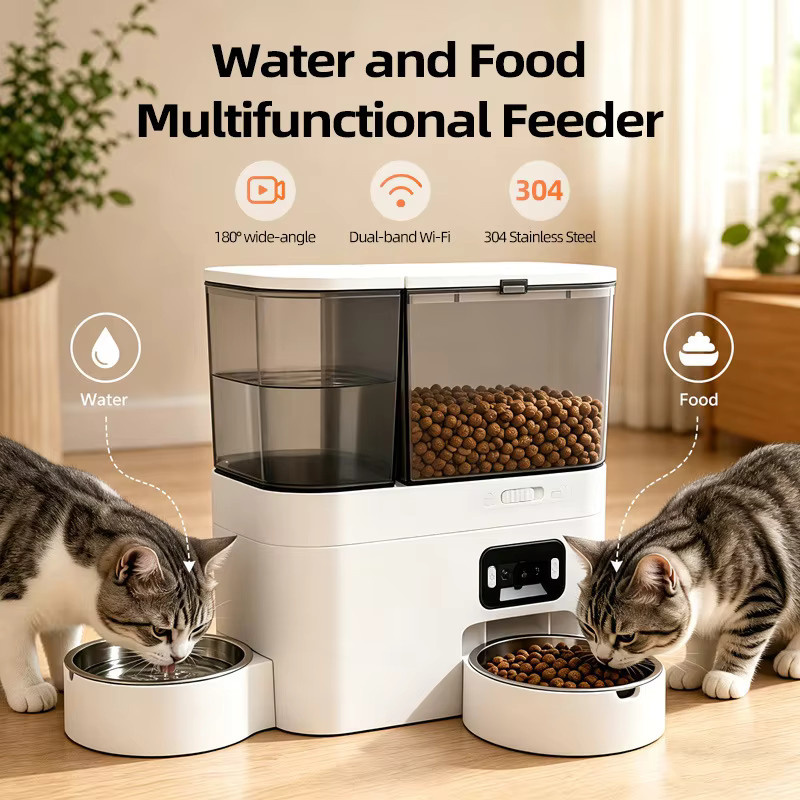 ZYfeeder Automatischer Futter- und Wasserspender für Haustiere mit Tuya App-Steuerung und Kamera, Weiß, 5l Futter und 3l Wasser mit Edelstahlschüssel - Bild 6