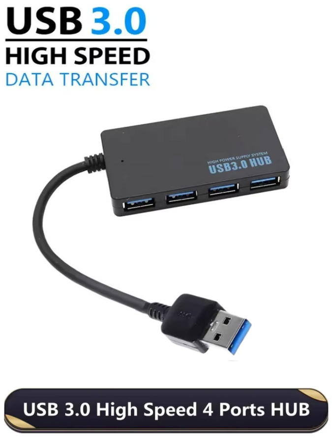 USB 3.0 Hub mit 4 Anschlüssen in Schwarz, Plug-and-Play Daten-Adapter für verschiedene Systeme - Bild 5
