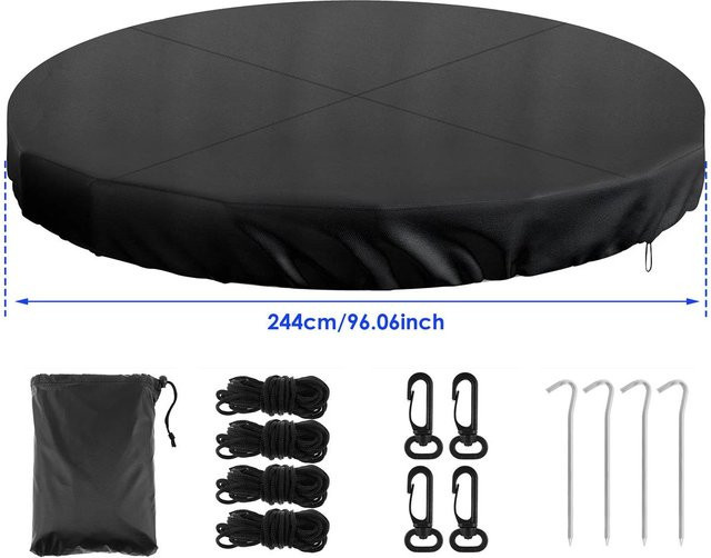 Runde Poolabdeckung von RAYHONG aus robustem 210D Oxford-Gewebe mit Kordelzug, wasserdicht und staubdicht für den Außenbereich - Bild 1