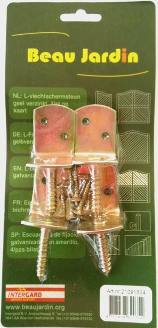 Flechtzaunhalter Flechtzaunbeschlag 4er Pack gelbverzinkt für Holzzaun - Bild 1