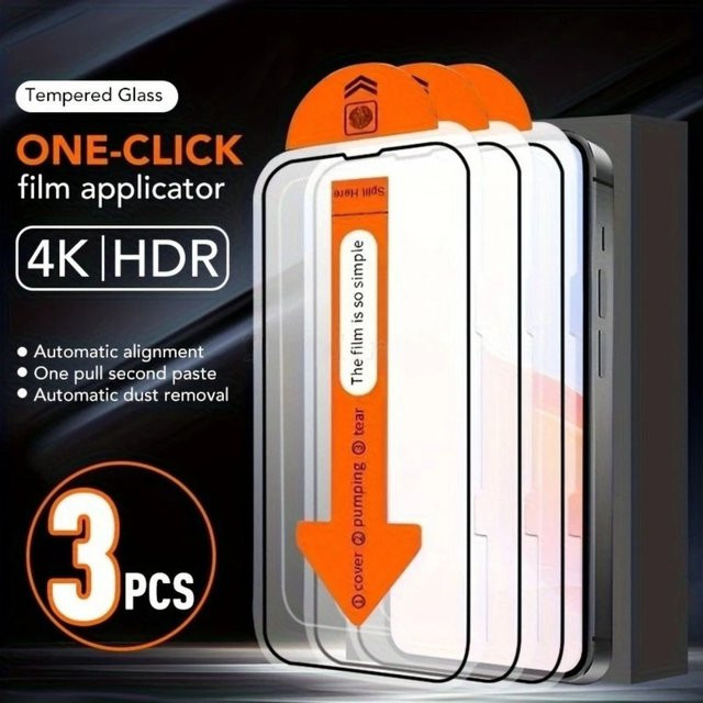 DIXSG 3er-Pack HD Displayschutz Glasfolie für iPhone 17 16 15 14 13 12 11 Pro Max Plus XR XS transparent - Bild 1