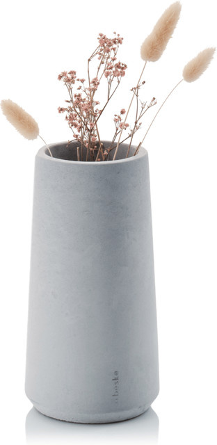 beske Vase Eiskar Media konisch in zartgelb und hellblau aus Beton, Breite: 10 cm, Höhe: 25 cm - Bild 1