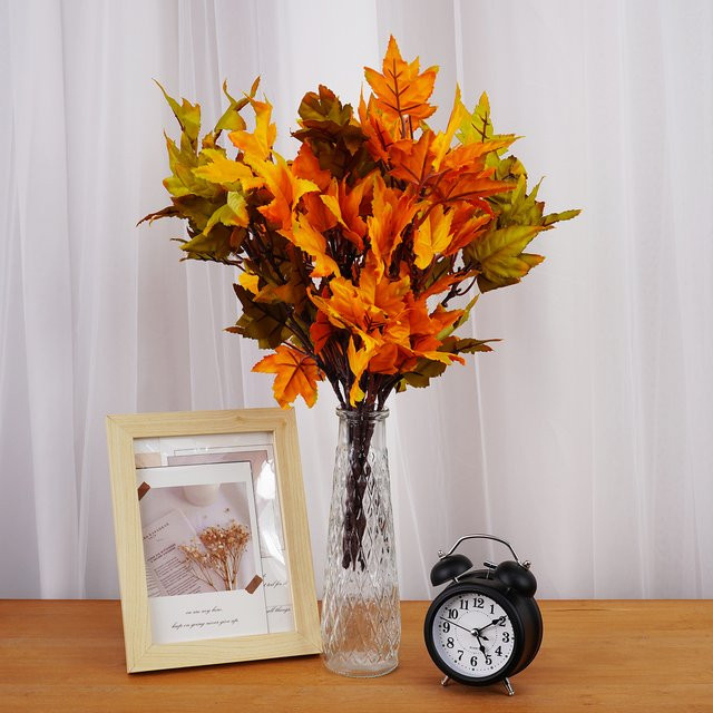 Uflower Künstliche Ahornblätter in Herbstfarben Gelb und Orange für deine Dekoration - Bild 1