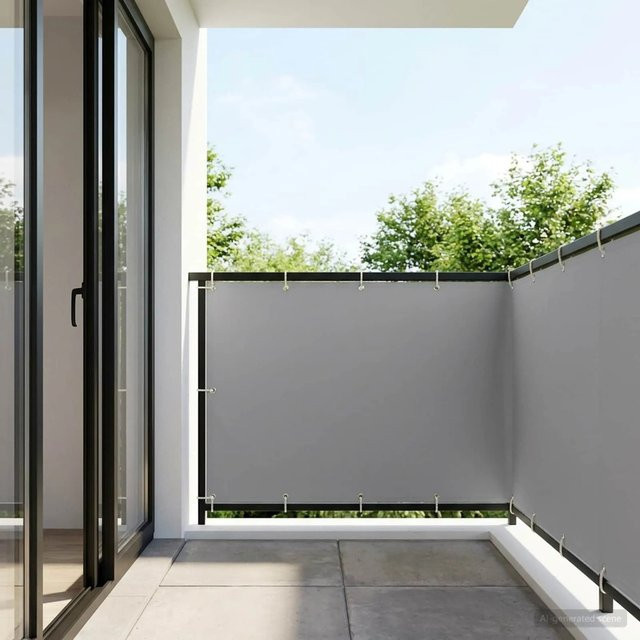vidaXL Balkon Sichtschutz aus Polyester mit PU-Beschichtung in Grau, Höhe: 150 cm, Breite: 500 cm - Bild 1