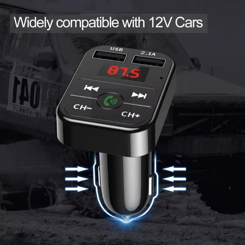 VIKEFON Bluetooth Auto Empfänger mit FM Sender und Dual USB Schnellladegerät in Schwarz - Bild 6