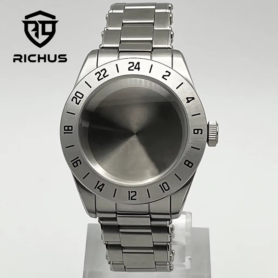 RICHUS Uhrengehäuse Edelstahl, Silber, 39 mm, Saphirglas, Uhrenzubehör - Bild 2