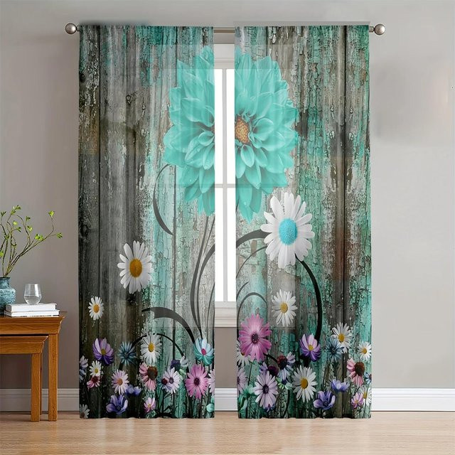 Yiran Furniture Vintage Fenstervorhang mit Streifenmuster in Braun und Multicolour, 2er-Set, halbtransparent, Breite: 50 cm, Höhe: 160 cm - Bild 1
