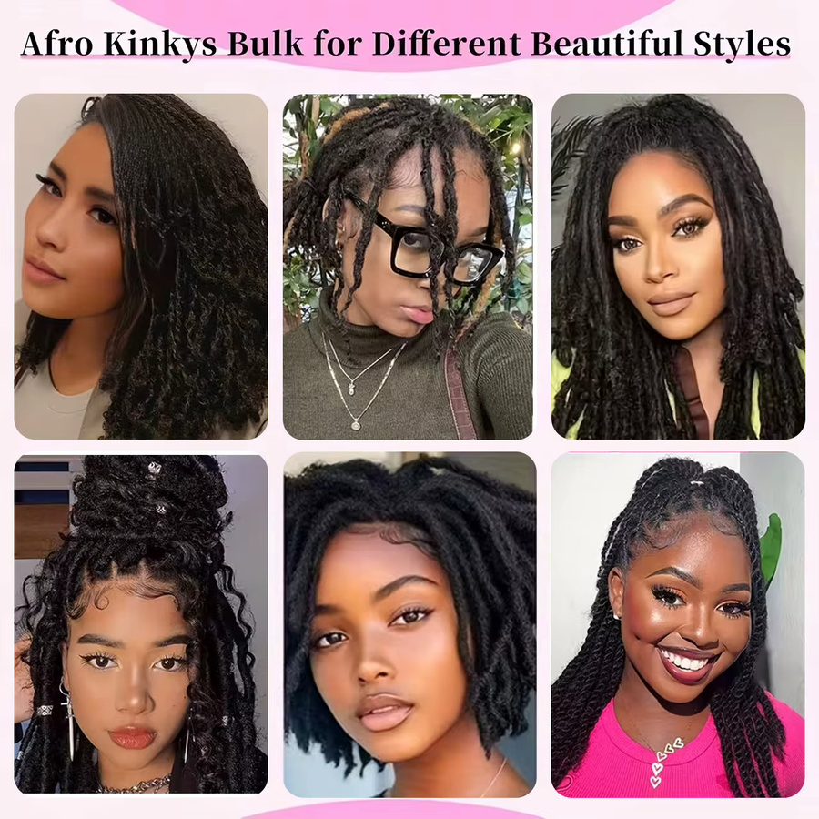 Afro Kinkys Bulk Kunsthaar für Dreadlock-Erweiterungen, Unisex - Bild 6