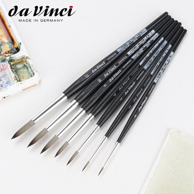 Da Vinci Professionelle Malerpinsel Nägel-Serie 3373 mit mattschwarzen sechseckigen Griffen für Aquarell in Schwarz - Bild 1