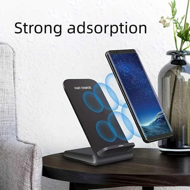 KEPHE 30W Kabelloses Ladegerät Ständer als Induktions-Schnelllade-Dockingstation für iPhone, Samsung und Xiaomi in Schwarz - Bild 1