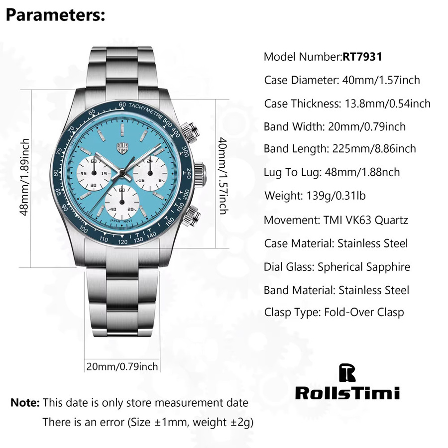 RollsTimi Chronograph, Quarz, Edelstahl, Saphirglas, Herren - Bild 6