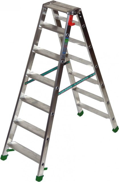 Facal Stufenstehleiter DUPLA S600 mit 6 Stufen aus Aluminium in Silber - Bild 1