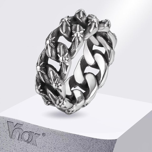 Vnox Ring Edelstahl, Silber, Vintage, Herren - Bild 1