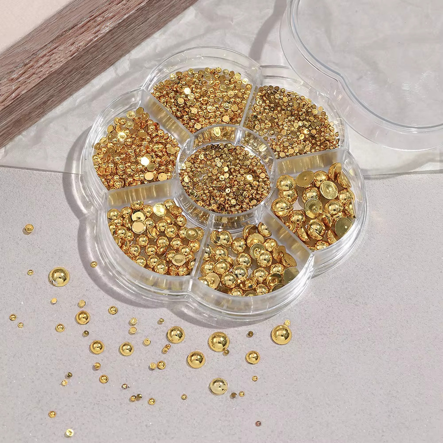 HotPress Nagelkunst-Charms, Gold Perlen und Strass, Metallic, Unisex - Bild 2